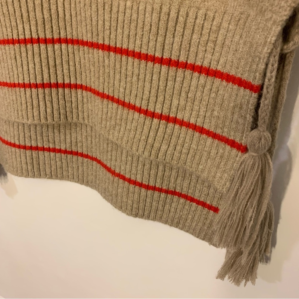 Free People Tan and Red V-Neck Sweater Vest with Side-Ties • O/S - Picture 3 of 5